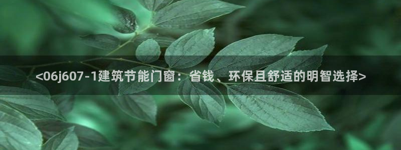 e尊官网：<06j607-1建筑节能门窗：省钱、环保且舒适的明智选择>