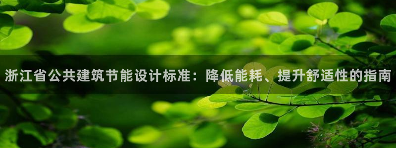 e尊国际可靠吗：浙江省公共建筑节能设计标准：降低能耗、提升舒适性的指南
