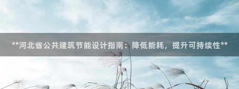 e尊官网：**河北省公共建筑节能设计指南：降低能耗，提升可持续性**