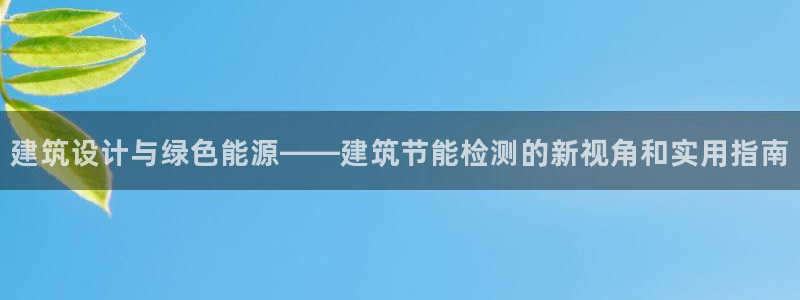 谁知道e尊国际的网址：建筑设计与绿色能源——建筑节能检测的新视角和实用指南